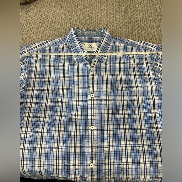 BUGATCHI Men’s Plaid Short Sleeve Button Down Shirt, EUC! - Picture 4 of 10